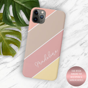 Custom Blush Pink Peach Orange Yellow Stripes Case-Mate iPhone Case