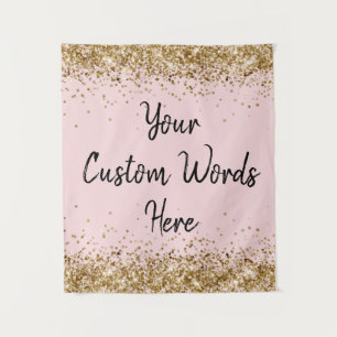 Custom Blush Pink Personalised Photo Booth Prop Tapestry