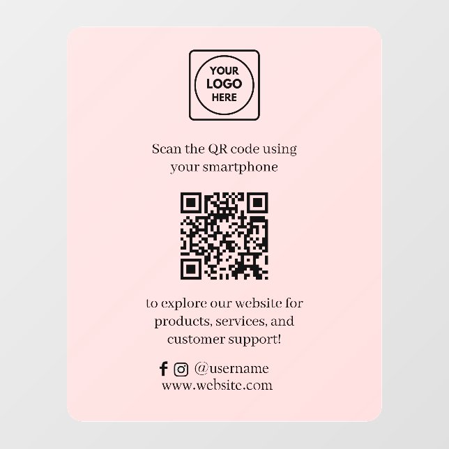 Custom Blush Pink QR | Feminine Business Display (Sheet)