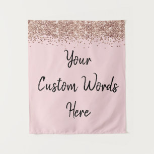 Custom Blush Pink Rose Gold Personalised Photo Tapestry