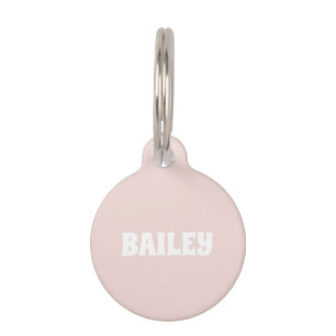 Custom blush pink white dog cat Name Info Pet Tag