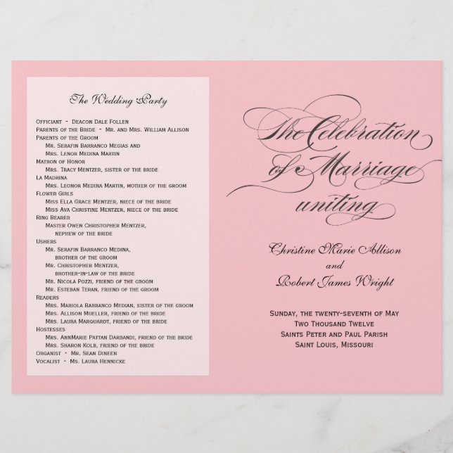 Custom_Blush Wedding Program (Front)