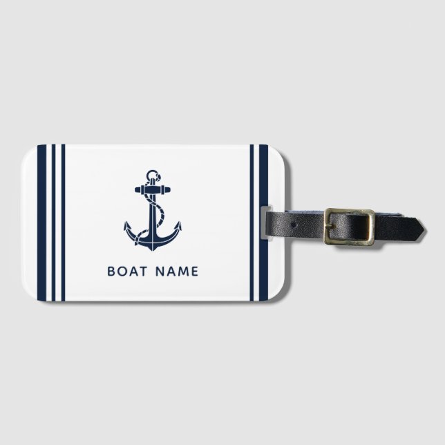 Custom Boat Anchor and Name Luggage Tag (Front Horizontal)