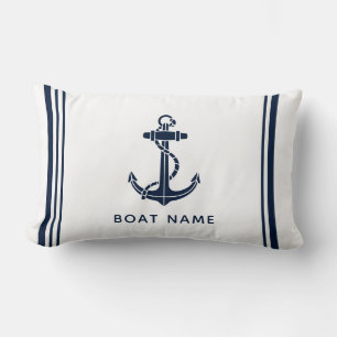 Custom Boat Anchor and Name Stripes Lumbar Cushion