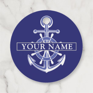 Custom boat captain name navy nautical sailor favour tags