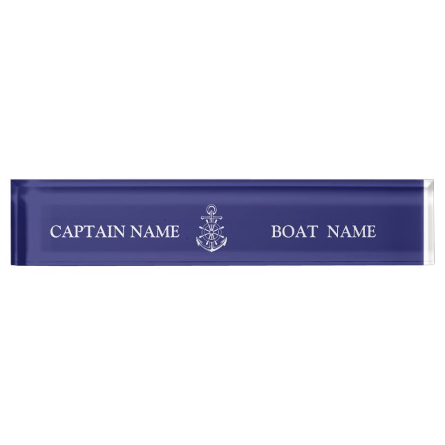 Custom boat captain name navy nautical sailor   nameplate (Front)
