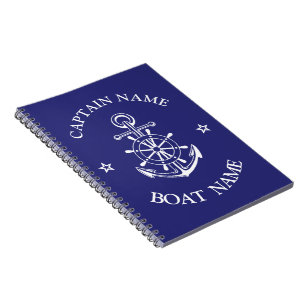 Custom boat captain name navy nautical sailor  notebook