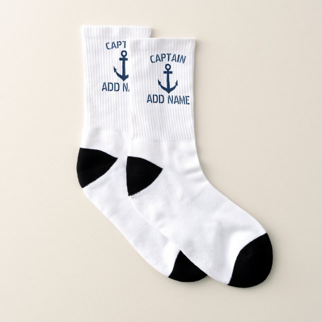 Custom boat captain socks with nautical anchor (Pair)