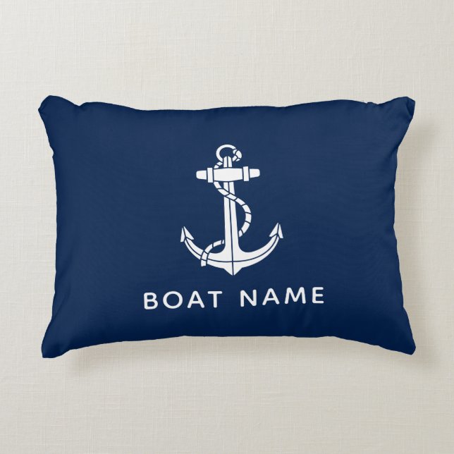 Custom Boat Name Anchor Minimalist Modern Decorative Cushion (Front)