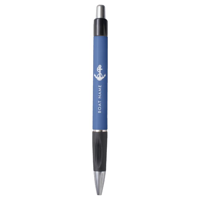 Custom Boat Name and Anchor Blue (Front Vertical)