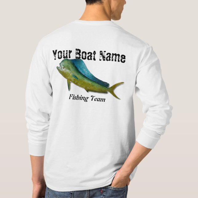 Custom Boat Name Fishing Shirt with Mahi (Back)