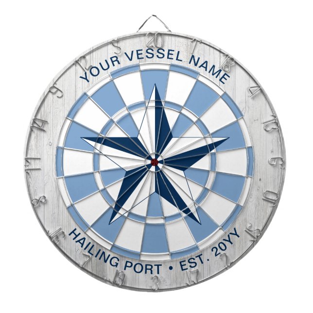 Custom Boat Name Nautical Star Personalised Dartboard (Front)