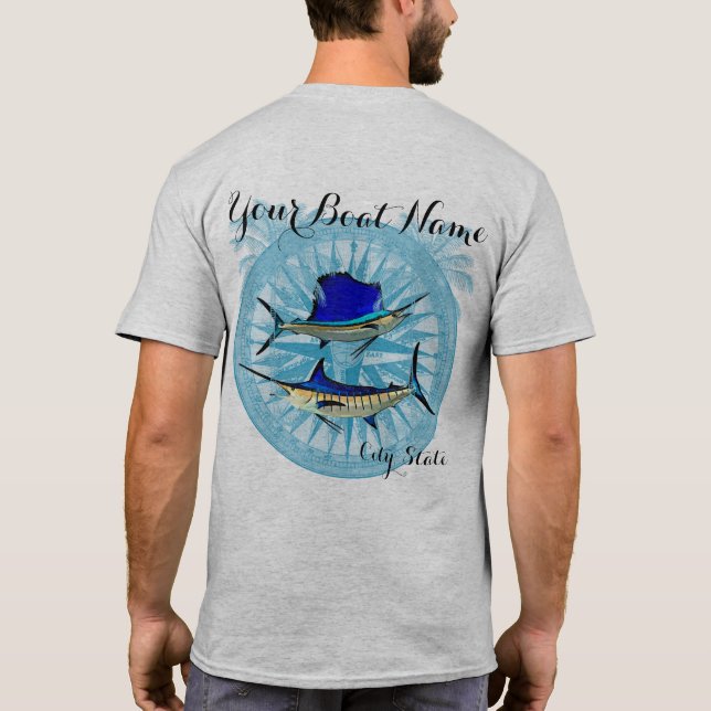Custom Boat Name Sailfish and Marlin shirt (Back)