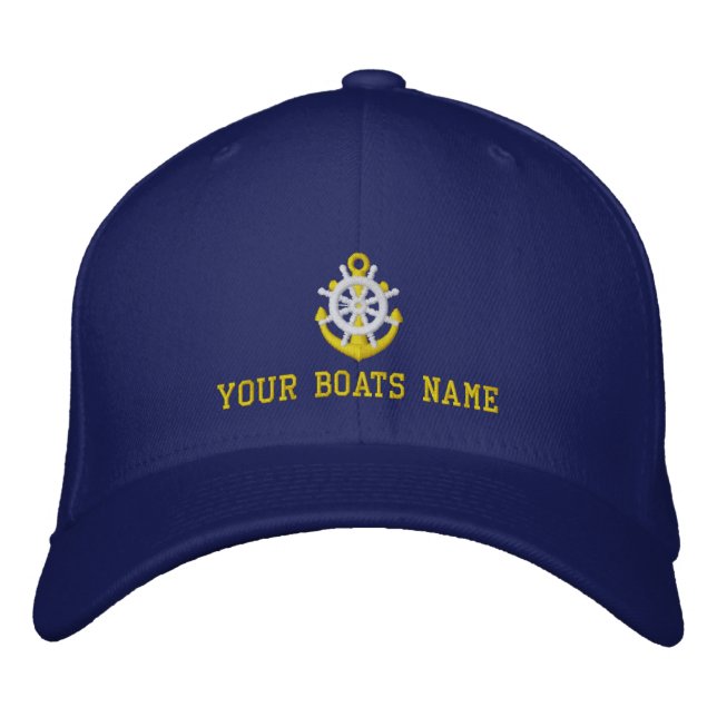 Custom boat name sailing embroidered hat (Front)