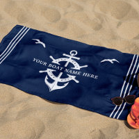 Custom Boat Name Ship’s Wheel Anchor Nautical Blue