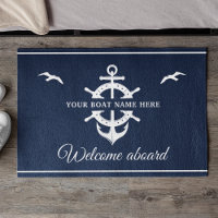 Custom Boat Name Ship’s Wheel Anchor Nautical Blue