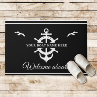 Custom Boat Name Ship’s Wheel Anchor Nautical Doormat