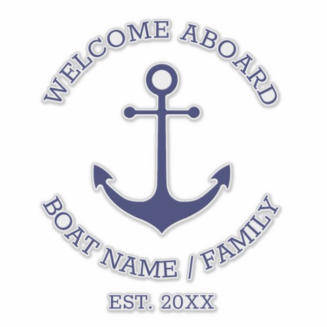Custom Boat name Welcome Aboard nautical anchor (Front)