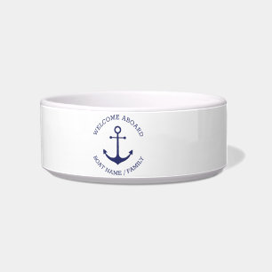 Custom Boat name Welcome Aboard nautical anchor Bowl