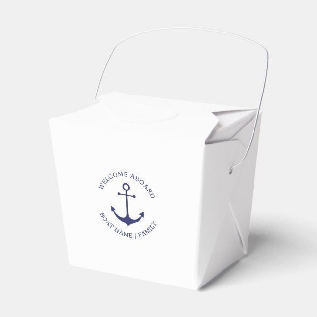 Custom Boat name Welcome Aboard nautical anchor Favour Box (Front Side)