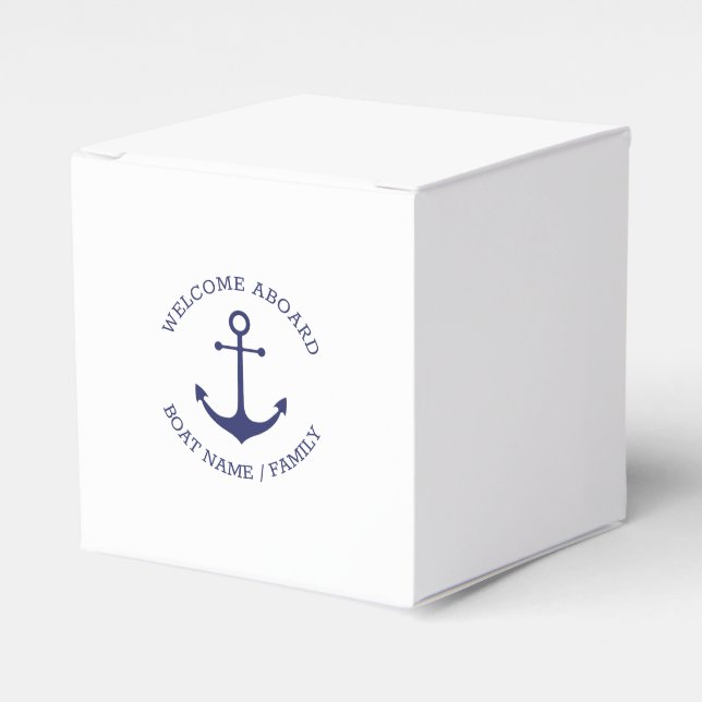 Custom Boat name Welcome Aboard nautical anchor Favour Box (Front Side)