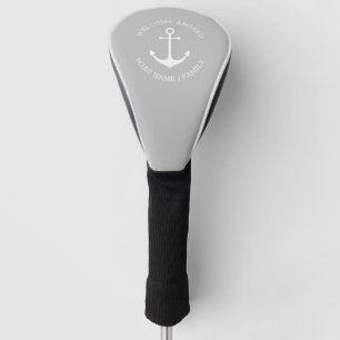 Custom Boat name Welcome Aboard nautical anchor Golf Head Cover
