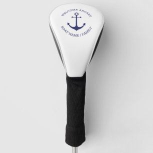 Custom Boat name Welcome Aboard nautical anchor Golf Head Cover