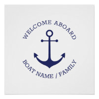 Custom Boat name Welcome Aboard nautical anchor