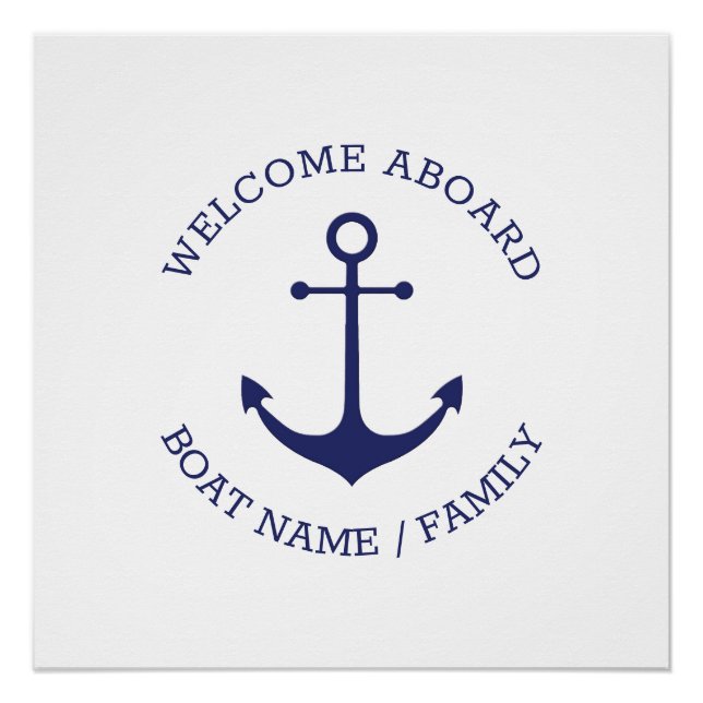 Custom Boat name Welcome Aboard nautical anchor Poster (Front)