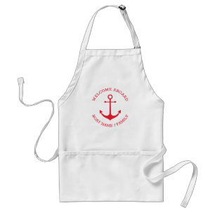 Custom Boat name Welcome Aboard nautical anchor Standard Apron
