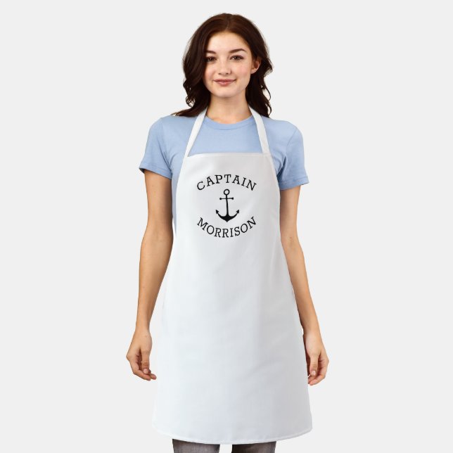 Custom Boat name Welcome Aboard nautical Apron (Worn)
