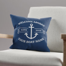 Custom Boat Name Welcome Aboard Navy Blue Anchor