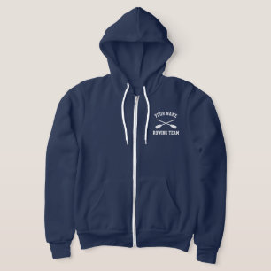 Custom boat rowing team name crossed paddles navy hoodie