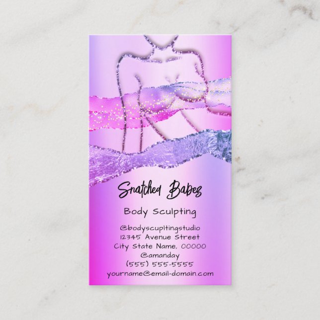 Custom Body Sculpting Cosmetics Logo QR Glitter  Business Card (Front)
