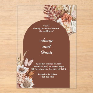 Custom Bohemian floral acrylic wedding invitations