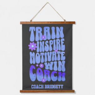 Custom Boho Best Coach Train Inspire Motivate Win  Hanging Tapestry