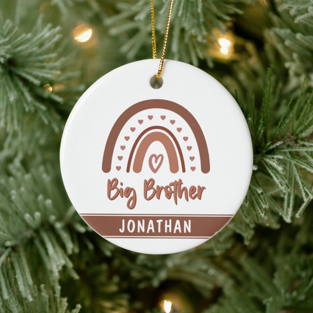 Custom Boho Big Brother Rainbow Matching Siblings Ceramic Tree Decoration (Tree)
