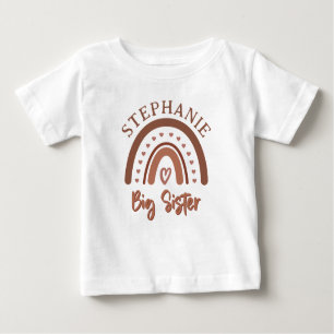 Custom Boho Big Sister Rainbow Matching Siblings Baby T-Shirt