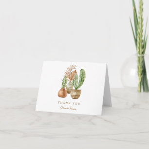 Custom Boho Cactus Bridal Shower Green Folded Thank You Card