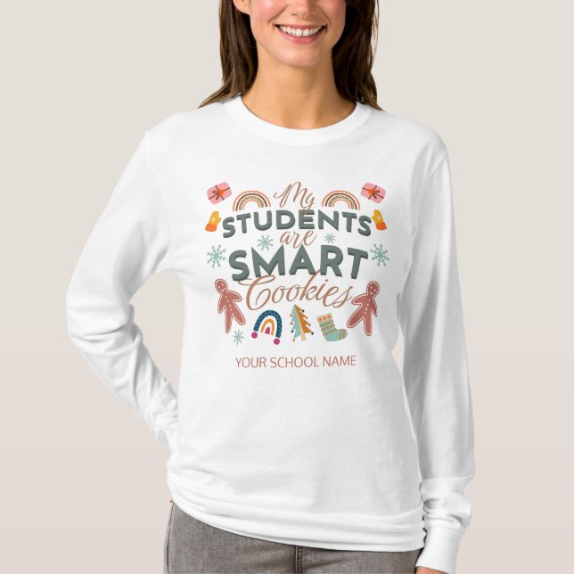 Custom Boho Christmas Teacher Novelty T-Shirt (Front)