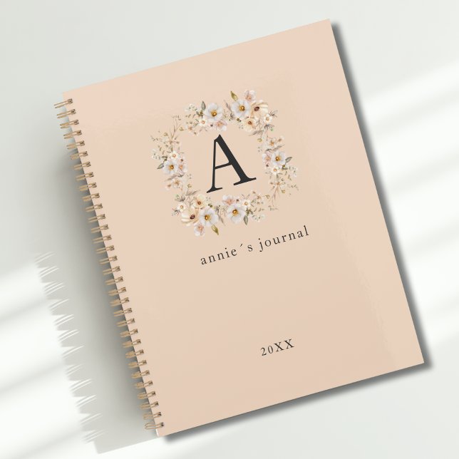 Custom Boho Floral Monogram Light Brown Planner (Custom Boho Floral Monogram Light Brown Planner)