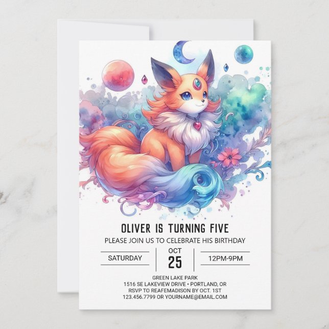 Custom Boho Fox Birthday Invitation (Front)