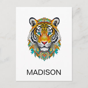 Custom Boho Hippie Floral Year of the Tiger  Postcard