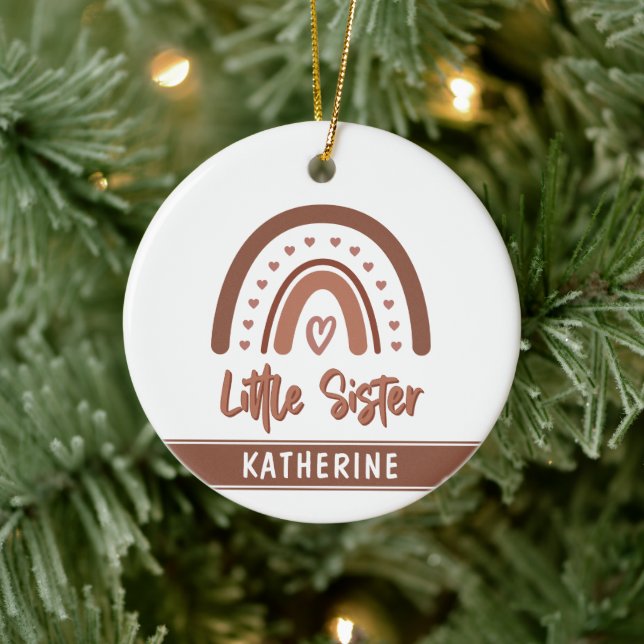 Custom Boho Little Sister Rainbow Matching Ceramic Tree Decoration (Tree)