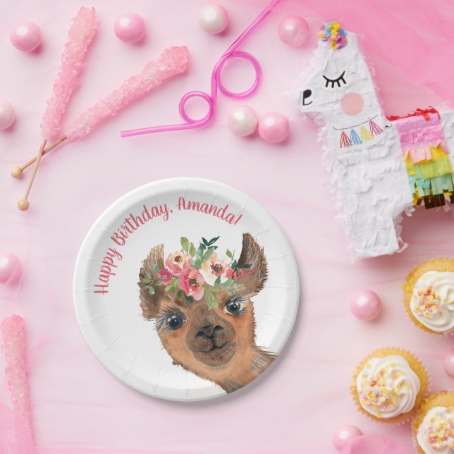 Custom Boho Llama  Paper Plate (Party)