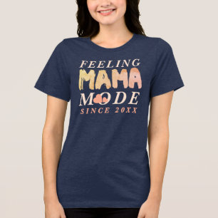 Custom Boho New Mama Quote Since Year Heart Simple Tri-Blend Shirt