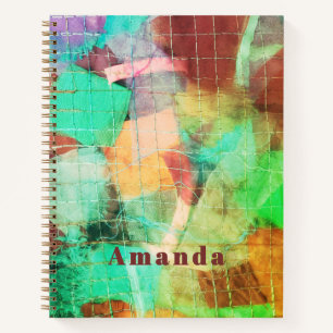 Custom Boho Patchwork Look Abstract Green Brown Notebook