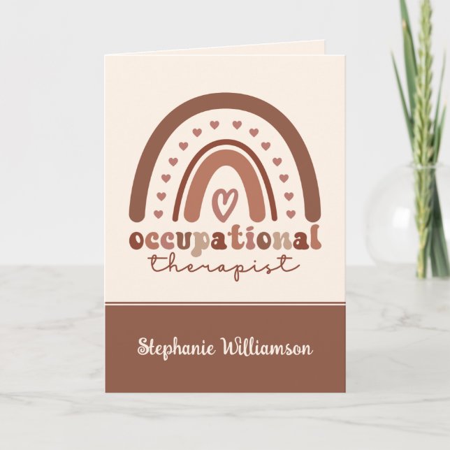 Custom Boho Rainbow OT Occupational Therapist Card (Front)