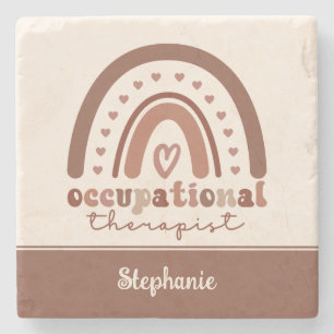 Custom Boho Rainbow OT Occupational Therapist Stone Coaster