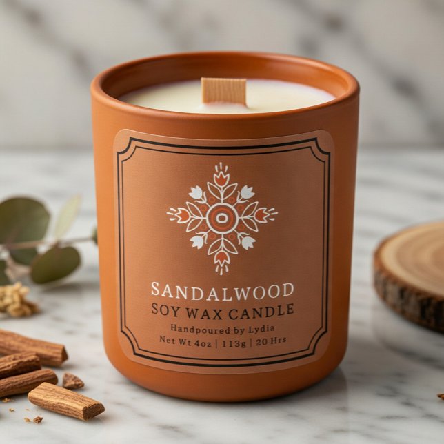 Custom Boho Sandalwood Candle Label Template (Creator Uploaded)